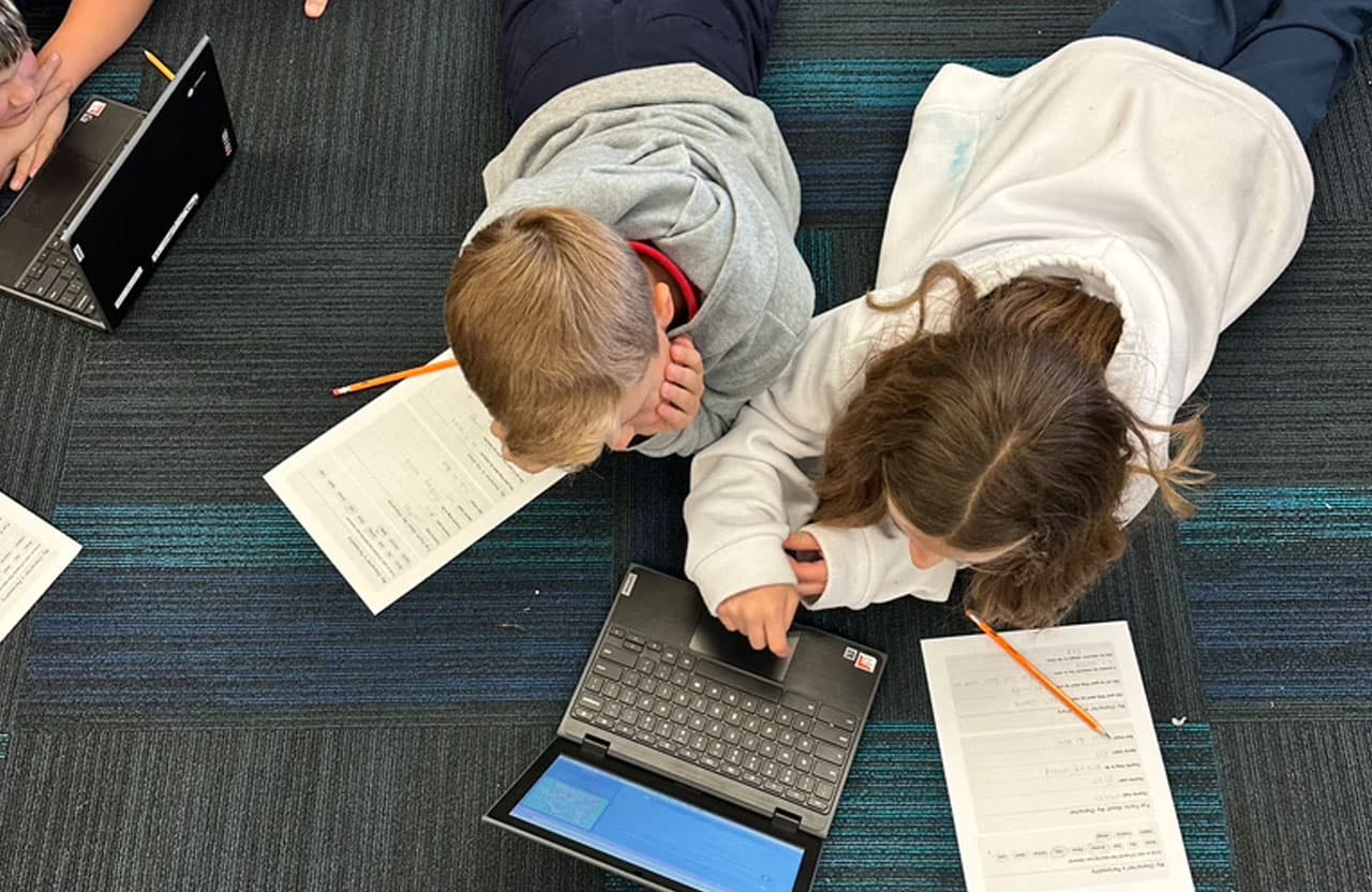 Students collaborating on a learning activity